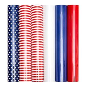 img 4 attached to Mabende USA Flag Vinyl Heat Transfer Vinyl Bundle – High-Quality 6 PCS 12'' x 10'' Patriot Pattern PU Iron-On HTV Vinyl for T-Shirts Craft DIY – America Flag Vinyl Compatible with All Cutters (Flag Theme)