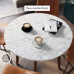 img 2 attached to Nathan James Amalia Round Marble Bistro Dining Table: Wood Legs, Faux White Carrara Marble Top, Antique Coffee Finish