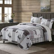 🎄 honeilife christmas king quilt set - 3 piece cotton bedspreads luxurious coverlet lightweight bedcover warm bedding set all season quilts in moonglade grey logo