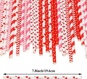 img 3 attached to 💘 Cooraby 200 Pieces Valentine's Day Red and Pink Paper Straws – Biodegradable Drinking Straws with Hearts, Stripes, Bicolor, Dots, Chevron – Wedding Supplies and Party Favors, 8 Styles (Red/Pink)