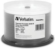 📀 50pk spindle of verbatim dvd-r 4.7gb 8x datalifeplus white thermal printable, hub printable logo