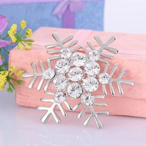img 2 attached to ❄️ Clear Crystal Winter Snowflake Flower Brooch Pin - EVER FAITH Austrian Crystal