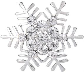 img 4 attached to ❄️ Clear Crystal Winter Snowflake Flower Brooch Pin - EVER FAITH Austrian Crystal
