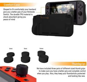 img 1 attached to 🎮 Orzly Accessories Bundle for Nintendo Switch (Not OLED Model) - Geek Pack: Case, Screen Protector, Joycon Grips, Racing Wheels, Controller Charge Dock, Comfort Grip Case, and More - JetBlack