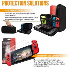 img 2 attached to 🎮 Orzly Accessories Bundle for Nintendo Switch (Not OLED Model) - Geek Pack: Case, Screen Protector, Joycon Grips, Racing Wheels, Controller Charge Dock, Comfort Grip Case, and More - JetBlack