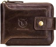 genuine leather men's wallet: secure zipper, rfid blocking and sleek design logo