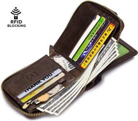 img 1 attached to Genuine Leather Men's Wallet: Secure Zipper, RFID Blocking and Sleek Design