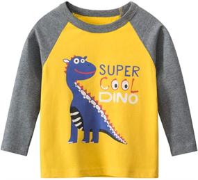 img 1 attached to 🦖 SUPFANS Toddler Boys T-Rex Long Sleeve Shirts – 2-Pack/3-Pack, 100% Cotton Dinosaur T-Shirts