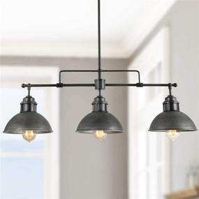 img 2 attached to 💡 Industrial Linear Pendant Lighting for Kitchen Island, Vintage Black Chandelier in Brushed Antique Metal Finish, Ceiling Fixture Hanging for Dining Rooms, Pool Tables - LOG BARN