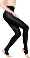 👣 women's open toe compression pantyhose stirrup - medical quality compressive stocking black m/l - 15-20mmhg логотип