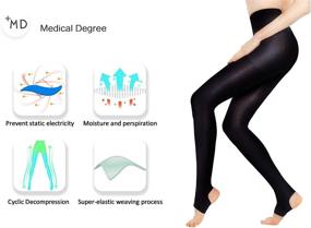 img 1 attached to 👣 Women's Open Toe Compression Pantyhose Stirrup - Medical Quality Compressive Stocking Black M/L - 15-20mmHg