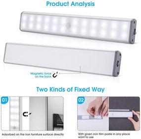 img 2 attached to 🔆 2 Pack Under-Cabinet Lighting with 3 Colour Temperature Options - Closet Light (Warm White Natural) featuring 24 Super Bright LED Lights. Perfect for Closets, Under Cabinet Areas, or Any Dimly Lit Space.