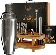 hentshy cocktail shaker set bartender kit – 12 pc. stainless steel bar set with bamboo stand & recipe book – complete cocktail set & bar accessories in beautiful gift box/storage case logo