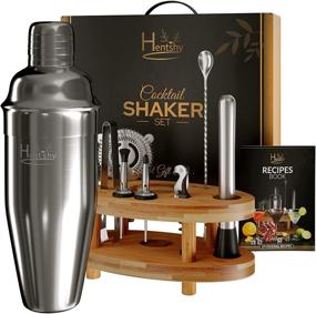 img 4 attached to Hentshy Cocktail Shaker Set Bartender Kit – 12 Pc. Stainless Steel Bar Set with Bamboo Stand & Recipe Book – Complete Cocktail Set & Bar Accessories in Beautiful Gift Box/Storage Case