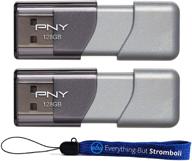 💾 pny usb 3.0 flash drive elite turbo attache 3 two pack bundle with everything but stromboli lanyard - 128gb gray capacity, enhanced speed logo