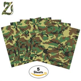 img 2 attached to 🎨 Pack of 5 Army Green Camouflage Self Adhesive Vinyl Sheets 12" x 12" - Ideal for Crafting Projects, Decals, and Other Craft Cutters - Military Camo Permanent Adhesive Backed Vinyl