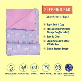 img 3 attached to 🦄 Wildkin Kids Sleeping Bag for Boys and Girls - 57 x 30 x 1.5 Inches - Cotton Blend Materials - Ideal Size for Parties, Camping, and Overnight Travel - BPA-free - Unicorn Design
