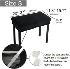 img 1 attached to 🎹 SINOSSO Soft Velvet Piano Bench Cover - Stretchable, Washable, and Upholstered Slipcover (S, Black)