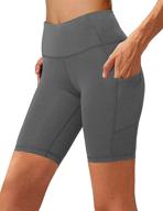 🩳 aoliks women's high waist yoga shorts with side pocket - tummy control, running exercise spandex leggings logo