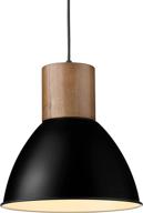 🔅 elyona modern pendant light: stylish wood ceiling hanging light with 11.6" metal shade in adjustable height – ideal for kitchen, dining room, coffee bar, living room, bedroom - black logo