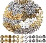 eutenghao 600pcs spacer beads jewelry bead charm spacers - alloy spacer beads for diy bracelets, necklaces, and crafting (12 styles-silver and gold) logo