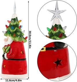 img 3 attached to 🌲 Vintage Lighted Ceramic Tree with LED Orgrimmar Santa Figurine and 5 Point Star Tree Topper - Tabletop Lantern for Christmas