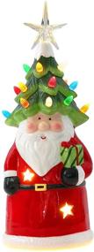 img 4 attached to 🌲 Vintage Lighted Ceramic Tree with LED Orgrimmar Santa Figurine and 5 Point Star Tree Topper - Tabletop Lantern for Christmas