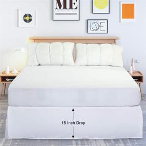 img 1 attached to 🛏️ EDILLY Hotel Luxury Bed Skirt - Soft Microfiber, 15-Inch Drop - Wrinkle & Fade Resistant - White Queen Size