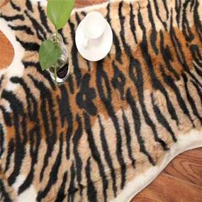 img 3 attached to Tiger Print Rug: 2.7x3.5 ft Faux Fur Cowhide Skin Rug for Kids Room and Playroom Decoration