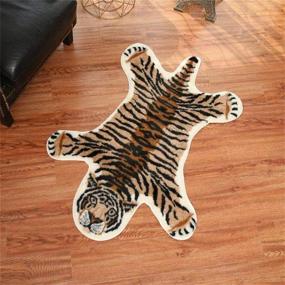 img 4 attached to Tiger Print Rug: 2.7x3.5 ft Faux Fur Cowhide Skin Rug for Kids Room and Playroom Decoration