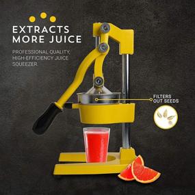 img 1 attached to 🍋 Machika Manual Citrus Juicer - Premium Quality, Heavy Duty Squeezer for Orange, Lemon, Pomegranate, and Lime with Non-slip Pads (Yellow)