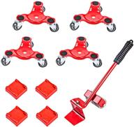 🚚 portable furniture dolly with universal wheel & crowbar - heavy moving tool for heavy objects - 4 packs (red) logo