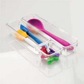 img 3 attached to 🗄️ Medium Clear iDesign Linus Interlocking Drawer Organizer for Kitchen, Office, and Bathroom Vanities