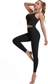 img 1 attached to 🩲 Stylish FMY Yoga Pants with Pockets for Women: Tummy Control, High Waist, Perfect for Running and Workout