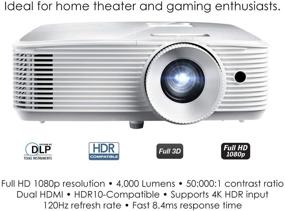 img 3 attached to 🎥 Проектор для домашнего кинотеатра Optoma HD39HDR с высокой яркостью и поддержкой HDR - частота обновления 120 Гц, 4000 люмен, время отклика 8.4 мс, простая установка, зум 1.3X, вход 4K, тихая работа 26dB.