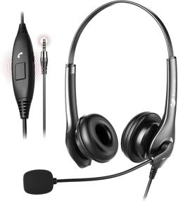 img 4 attached to Noise Cancelling Phone Headset with Mic - Earbay Comfort 3.5mm Microphone Headset for Phones, Cell Phones, Laptop, PC, Home Office, Call Center Skype - iPhone Headset with Call & Volume Controls