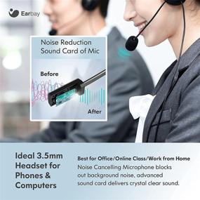 img 1 attached to Noise Cancelling Phone Headset with Mic - Earbay Comfort 3.5mm Microphone Headset for Phones, Cell Phones, Laptop, PC, Home Office, Call Center Skype - iPhone Headset with Call & Volume Controls