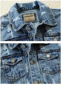 img 2 attached to 👕 LISUEYNE Big Boys Distressed Denim Trucker Jacket with Ripped Hoodie Jean Outerwear