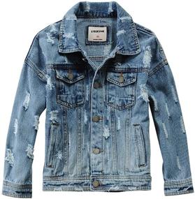 img 4 attached to 👕 LISUEYNE Big Boys Distressed Denim Trucker Jacket with Ripped Hoodie Jean Outerwear