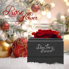 img 2 attached to 🌹 Christmas Preserved Red Rose with 'I Love You' Necklace - Gifts for Women, Mom, Wife, Girlfriend, Fiancée on Christmas, Anniversary, Mother's Day, Valentine's Day, and Birthday