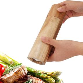 img 2 attached to 🍽 Acacia Wood Salt and Pepper Grinder Set - Adjustable Manual Salt Grinder with Ceramic Core - 8.5 Inch Pepper Mill - Perfect for Picnic, Parties, Restaurant, Dinner, BBQ - Pack of 2