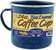 🏕️ camp cup mug: enamel mug with stainless steel rim - blue (pack of 1) logo