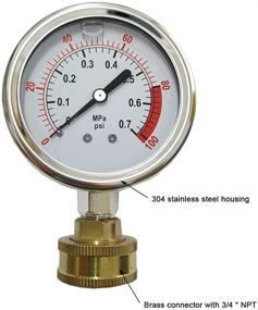 img 1 attached to 🔍 YZM Stainless Steel 304 Single Scale Liquid Filled Pressure Gauge: High-Quality Brass Internals for Accurate Pressure & Vacuum Testing, Measuring, and Inspection
