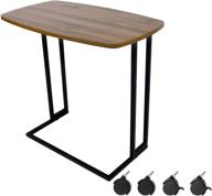 🏞️ stylish tall end table: moncot small mdf walnut top with black metal frame & c shape design - perfect for living room, bed room, coffee tea space! logo