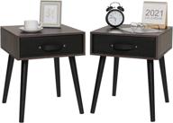 🌙 iwell mid-century nightstand set of 2: dark brown wood bedside tables with drawers for bedroom логотип