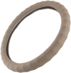 img 3 attached to Upgrade Your Car's Look with Genuine Leather Steering Wheel Cover - Beige, Small Size 13.5 to 14.5 Inch, Universal Fit and Easy Installation