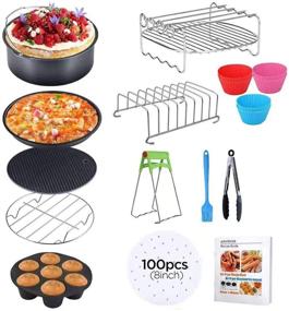 img 4 attached to XL Air Fryer Accessories Set of 17, 8 Inch with Recipe Cookbook for COSORI 🍟 Nanja Gowise NuWave 4.2QT 5.3QT 5.5QT 5.8QT - Deep Fryer Accessories Including Cake Barrel and Pizza Pan