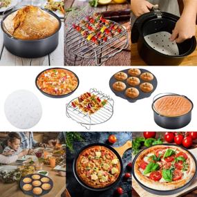 img 2 attached to XL Air Fryer Accessories Set of 17, 8 Inch with Recipe Cookbook for COSORI 🍟 Nanja Gowise NuWave 4.2QT 5.3QT 5.5QT 5.8QT - Deep Fryer Accessories Including Cake Barrel and Pizza Pan