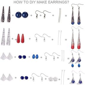 img 2 attached to SunnyClue 12 Pair Vintage Mixed Iron Long Filigree Cone Bead 📿 Caps Earring Making Starter Kit - DIY Exclusive Jewelry Kit with Instruction