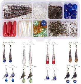 img 4 attached to SunnyClue 12 Pair Vintage Mixed Iron Long Filigree Cone Bead 📿 Caps Earring Making Starter Kit - DIY Exclusive Jewelry Kit with Instruction